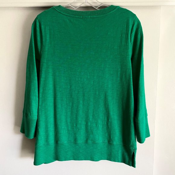 J. Crew Cotton Top 3/4 Long Sleeve Sweatshirt Tee Green Size S - Picture 2 of 9